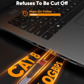 Snowkids Cat 8 Ethernet Cable 15 FT – High Speed 40Gbps Internet Cord, Flat Braided RJ45 LAN Cable for Gaming, PS5, Router, Modem & PC (Grey)