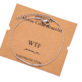 JoycuFF Silver Morse Code Bracelet for Women - Inspirational Mantra Beaded Jewelry & Encouragement Gift for Her