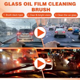 Glass Oil Film Remover for Car – Advanced Windshield Cleaner, Removes Tough Water Spots & Grime, Improves Visibility for Safe Driving, Complete Auto Glass Cleaning Kit