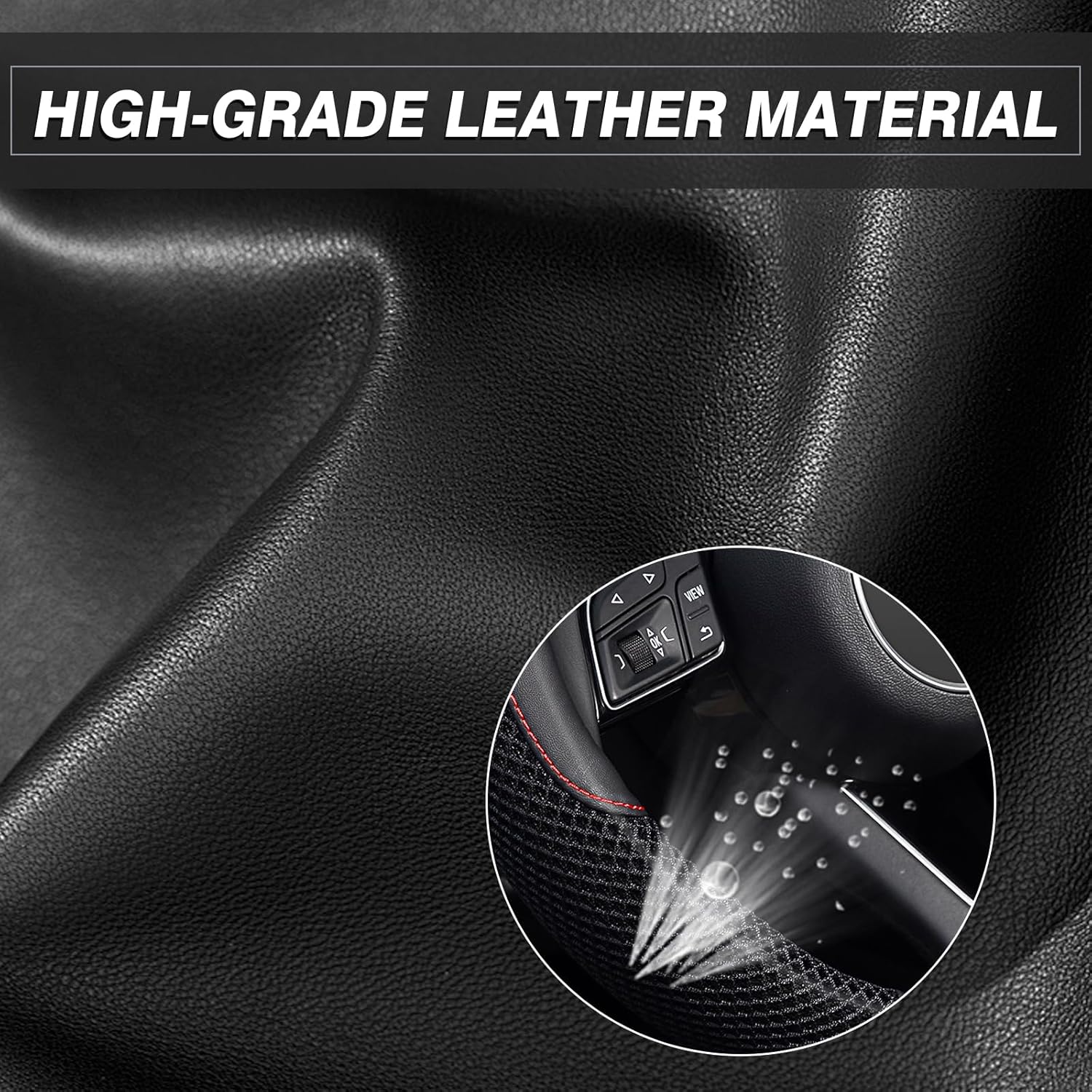 KAFEEK Premium Microfiber Leather Steering Wheel Cover – Universal 15 Inch Breathable, Anti-Slip Grip for All Seasons (Black)