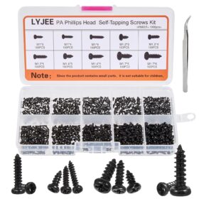 LYJEE 1000-Piece Micro Phillips Screw Assortment Kit – Precision M1-M1.7 Self-Tapping Screws for Eyeglasses, Watches, and Electronics Repair