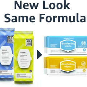 Amazon Basics Disinfecting Wipes - Lemon & Fresh Air Scent, 3-Pack (240 Wipes Total) - Multi-Surface Cleaner, Sanitizer & Deodorizer for Home, Kitchen & Bathroom