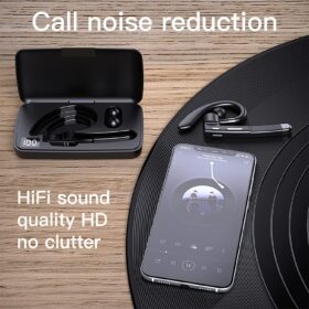 Bluetooth Earpiece with Charging Case - V5.1 Single Ear Headset with CVC 8.0 Noise Cancelling Mic, 450mAh Portable Charging Box, Mute Function for Hands-Free Driving, Office & Business (Compatible with iOS/Android)