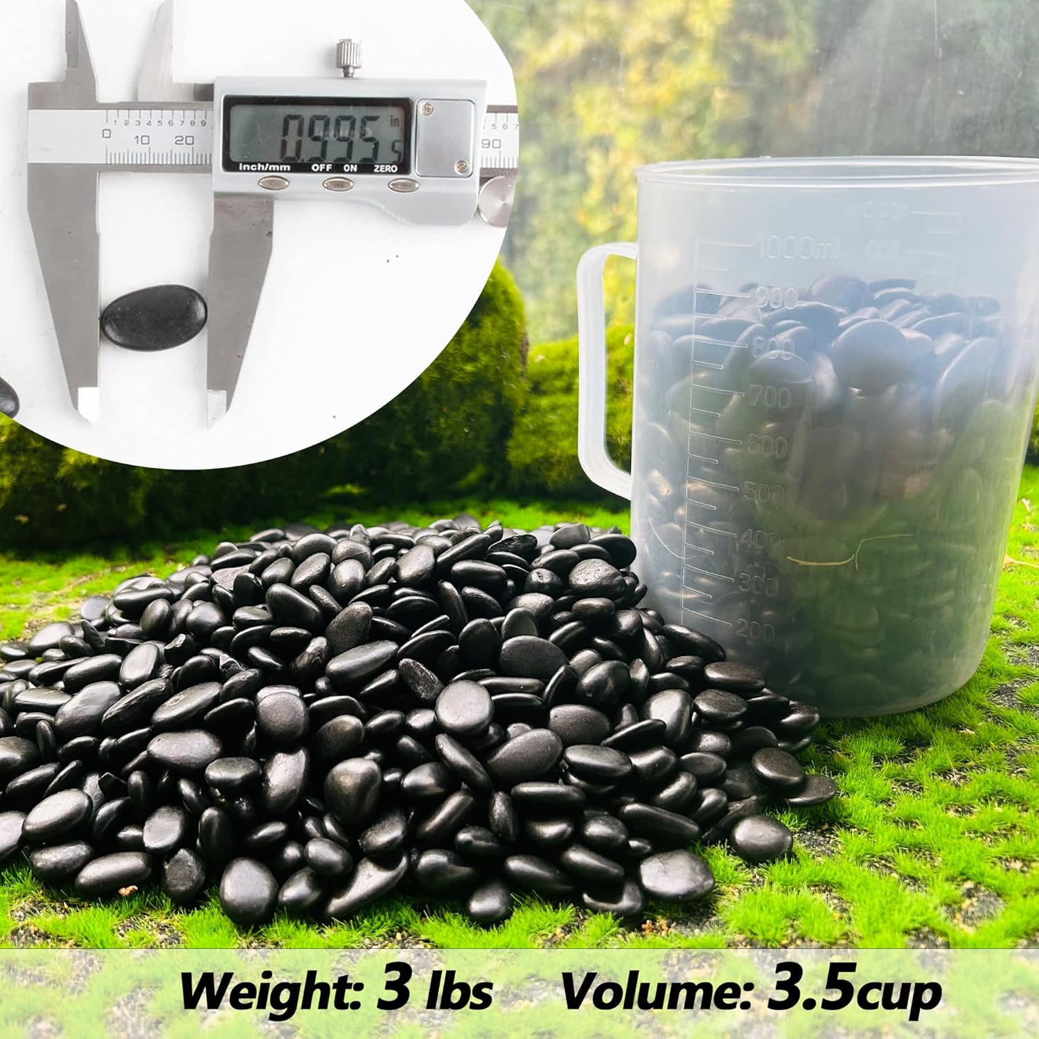 3lb Natural Black Polished Gravel – Decorative River Rocks for Succulents, Plants, & Aquariums