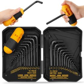 ELEAD 31-Piece Hex Key Allen Wrench Set - SAE & Metric, Long & Short Arm, Heat-Treated Chrome Vanadium Steel with Storage Case