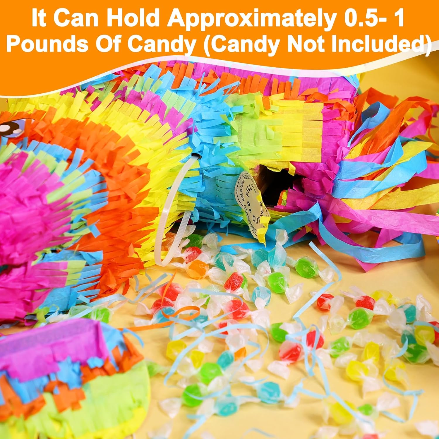 16" Rainbow Donkey Piñata Set with Stick & Blindfold & 6 Mini Table Toppers - Fiesta & Taco Tuesday Party Decorations