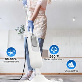 Hivroo F2 12-in-1 Detachable Steam Mop – Handheld Floor Steamer with 360ml Tank, 15ft Cord, and Heavy-Duty Scrubbing Accessories for Hardwood, Tile, and Grout