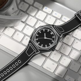 GORBEN Unisex Minimalist Quartz Watch – Creative Anime Series Black & White Sketch Dial for Sports & Fashion