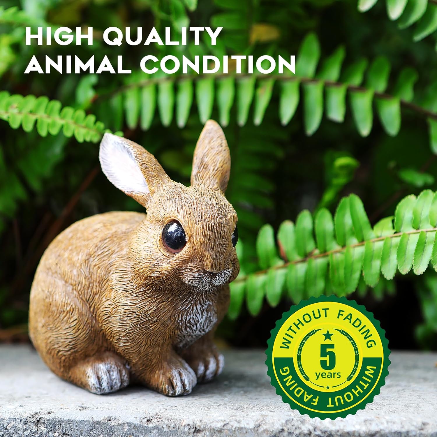 Set of 3 Hand-Painted Garden Bunny Statues - Cute Outdoor Rabbit Figurines for Patio, Lawn & Easter Décor