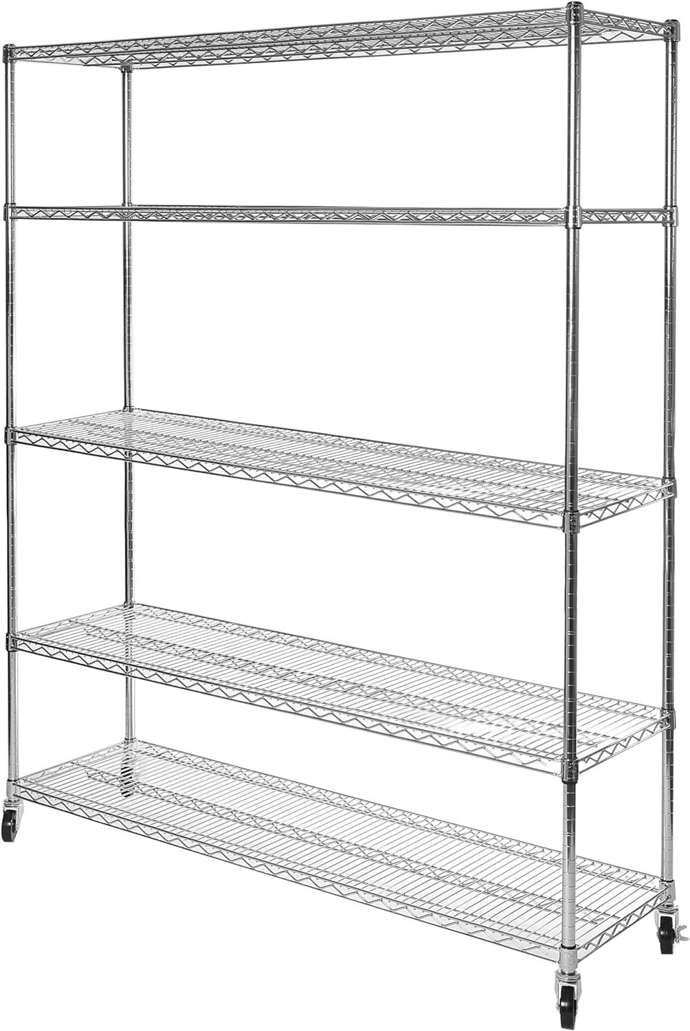 UltraDurable Commercial-Grade 5-Tier Steel Wire Shelving Unit – NSF Certified Heavy Duty Storage Rack with Wheels – 60-inch W x 18-inch D x 75-inch H