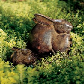 Achla Designs Moon Bunny Garden Statue - Artistic Cast Stone Rabbit Sculpture for Outdoor Patio, Lawn & Yard Décor