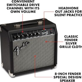 Fender Frontman 20G 20-Watt Electric Guitar Amplifier with 6-Inch Speaker, Clean & Drive Channels, Headphone Jack