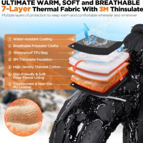 rivmount Thermal Winter Gloves for Men & Women - Waterproof, Windproof Ski & Running Gloves with Touchscreen Compatibility