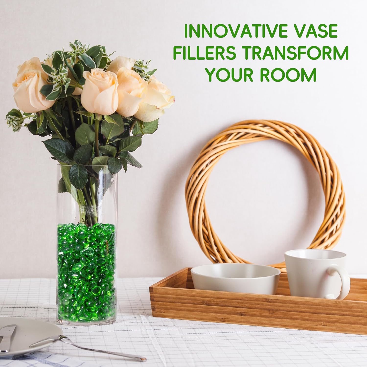 Meschett 1 LB Irregular Rainbow Glass Stones – Non-Toxic Aquarium Gravel & Vibrant Vase Filler