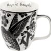 Karma Gifts Black and White Boho Hummingbird Mug – 16 oz Ceramic Coffee & Tea Cup, Bohemian Art Design, Microwave & Dishwasher Safe Gift for Women