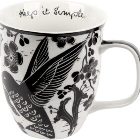 Karma Gifts Black and White Boho Hummingbird Mug – 16 oz Ceramic Coffee & Tea Cup, Bohemian Art Design, Microwave & Dishwasher Safe Gift for Women