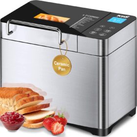 KBS Pro 17-in-1 Smart Bread Maker Machine – 2LB Stainless Steel with Auto Nut Dispenser, Ceramic Non-Stick Pan & Touch Control