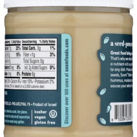 Soom Foods Premium Whole Sesame Tahini - 11 Ounce Jar of Roasted Sesame Paste for Hummus, Sauces, and Baking