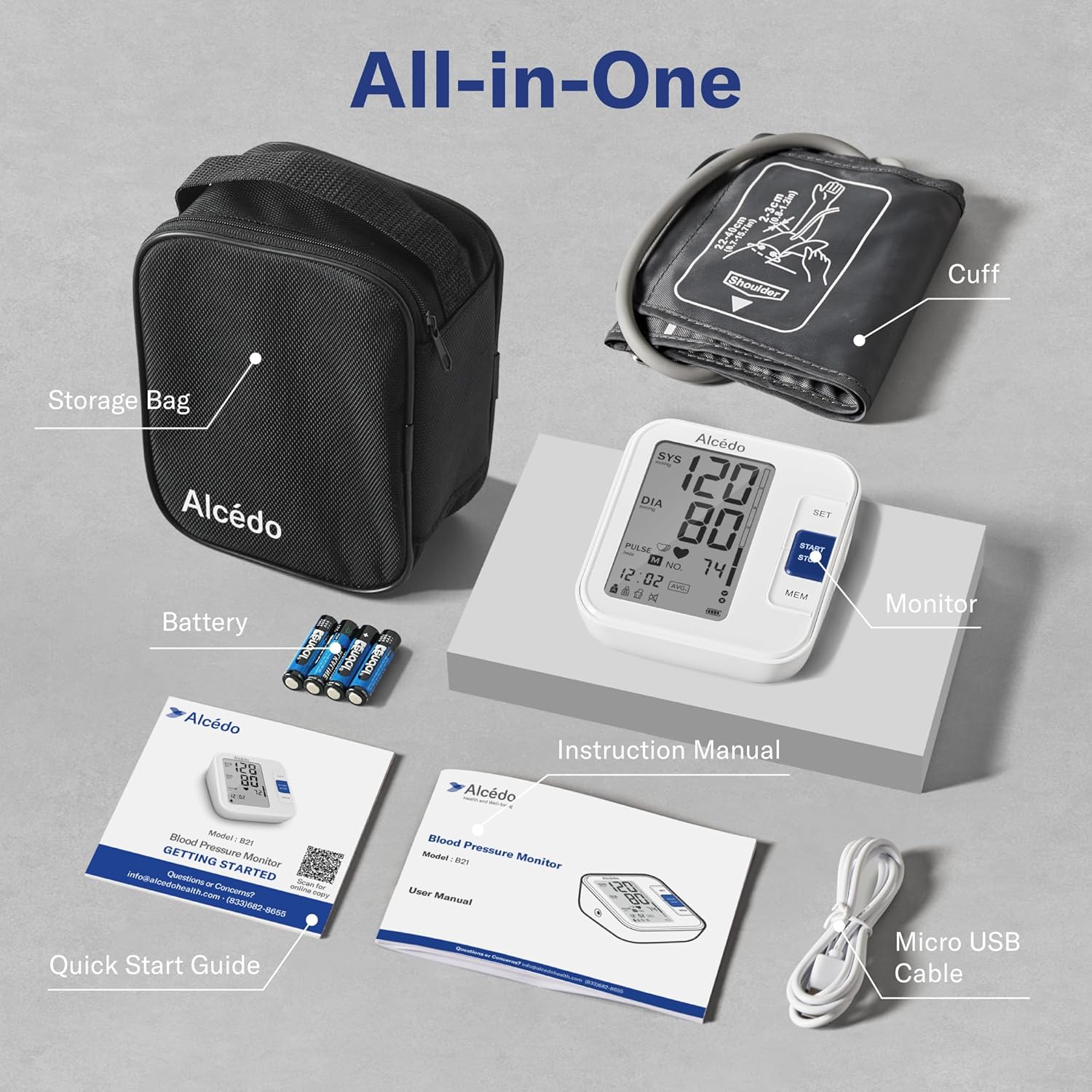 Alcedo Fully Automatic Digital Blood Pressure Monitor – Talking Upper Arm BP Machine with Large LCD, Irregular Heartbeat Detection, and 2x120 Memory
