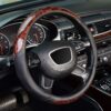 KAFEEK Microfiber Leather Steering Wheel Cover – Anti-Slip, Odorless Wood Grain Design for Universal 15-Inch Wheels