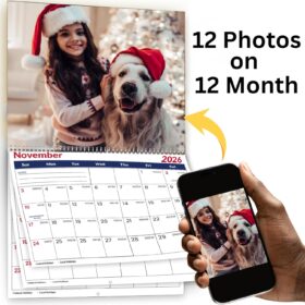 Custom Wall Calendar 2026 – Personalized Photo Calendar, Premium Glossy Print, Perfect Christmas & Birthday Gift for Home & Office