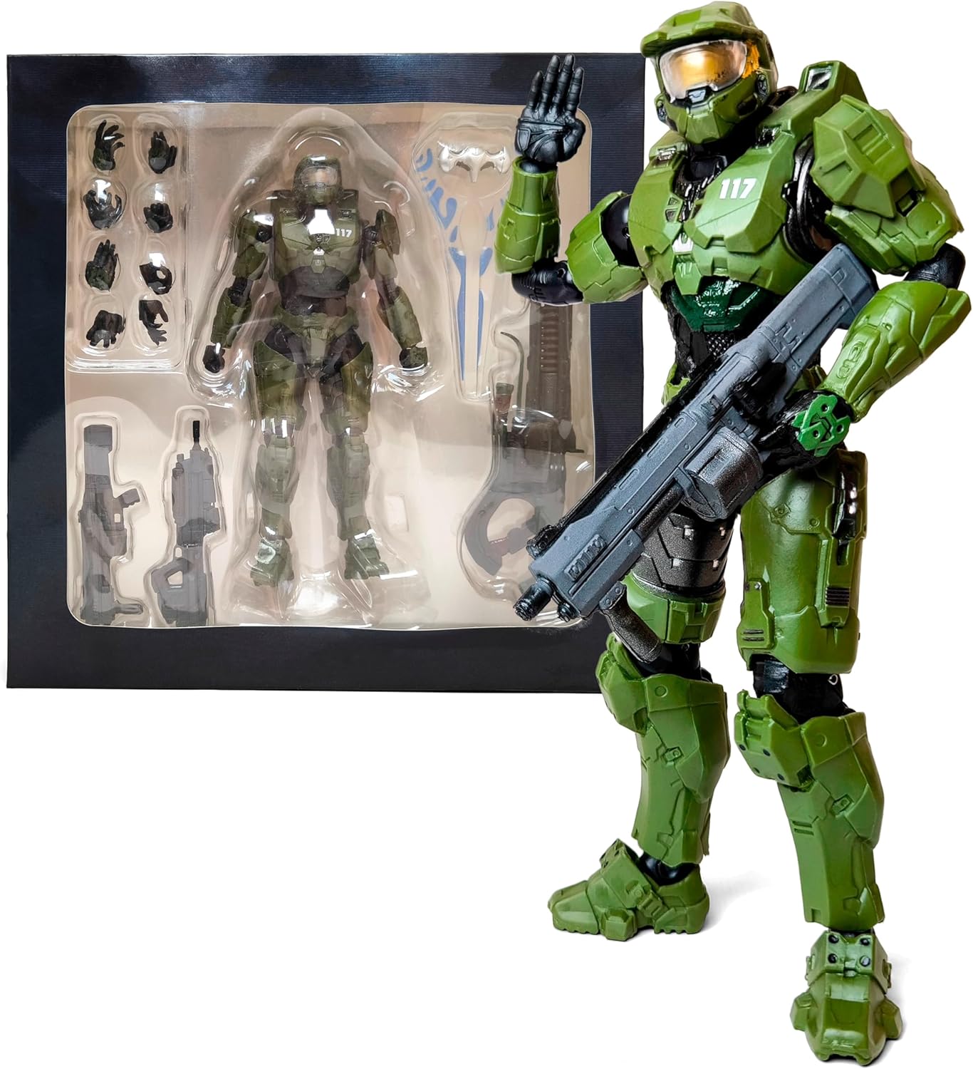 Toysvill Master Chief Infinite Edition 8.7 inch Articulated Action Figure - Collectible Military Soldier Model with Weapons & Accessories
