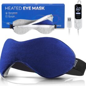 Ezona Heated Eye Mask for Dry Eyes - Electric Warm Compress with USB Control, Washable Cover for Blepharitis, MGD, Sinus Relief & Sleep (Indigo)