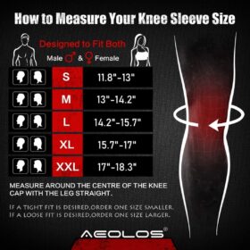 AEOLOS 7mm Knee Sleeves for Squats and Weightlifting - Heavy Duty Compression Knee Brace Support for Joint Pain Relief, Men & Women (Large, Black)