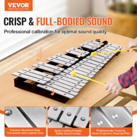 VEVOR Professional 32-Note Glockenspiel Xylophone Bell Kit with Carrying Bag, Mallets, and Drum Sticks – Portable Percussion Instrument for Band, School & Practice