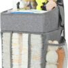 Maliton Hanging Diaper Caddy Organizer for Nursery - Fits 52+ Diapers, Wipes Warmer & Essentials - Universal Crib, Playard & Dresser Straps (18.5" x 10.5" x 8", Gray)