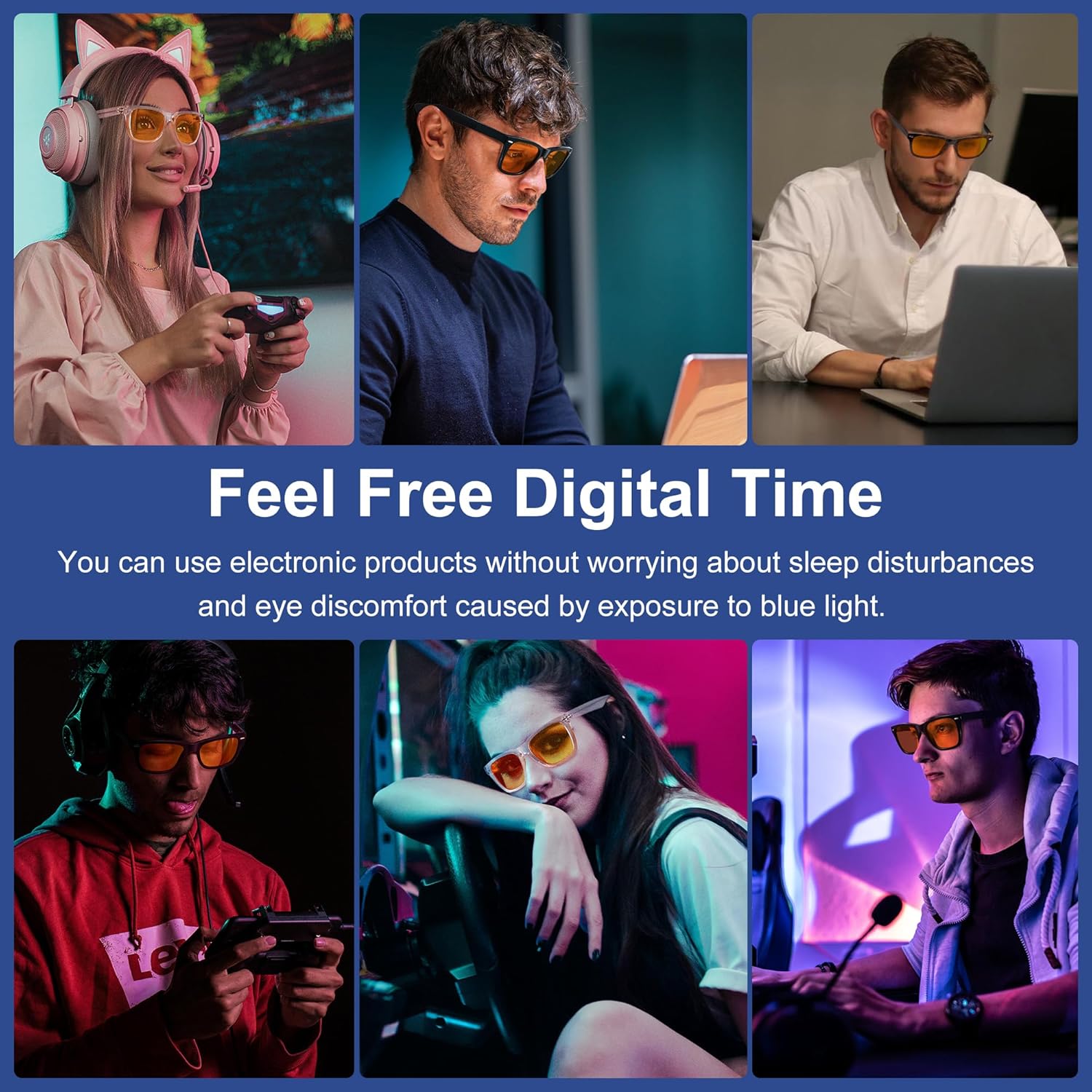 ViewJoy Blue Light Blocking Glasses - 99.9% Amber Orange Lens for Sleep, Eye Strain & Gaming - Dual AR Coating, Scratch Resistant