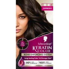 Schwarzkopf Keratin Color Cream 3.0 Espresso – Permanent Hair Dye with Bond Enforcing Technology, 100% Gray Coverage