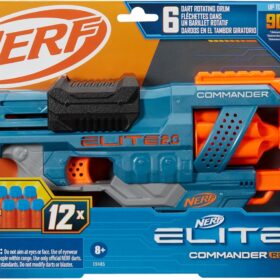 NERF Elite 2.0 Commander RD-6 Blaster with 12-Dart Ammo Pack & 6-Dart Rotating Drum - Slam Fire Action