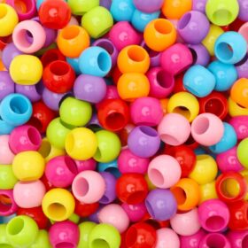 300Pcs Acrylic Large Hole Beads 10mm x 12mm - 5.7mm Wide Hole Barrel Beads for Hair Braids, Bracelets & DIY Crafts