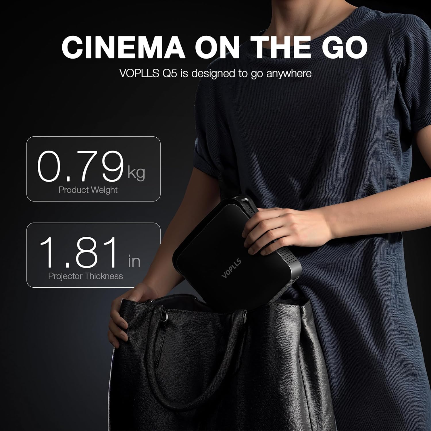 VOPLLS Smart Native 1080P Mini Projector with WiFi 6 & Bluetooth 5.2 | Portable 4K Home Theater, Auto Focus & Keystone, Officially Licensed Apps, Ceiling Mount Included