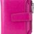 Bveyzi Women's RFID Blocking Leather Bifold Wallet - Secure Zipper Compact Coin Purse with ID Window