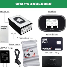 Inseigo MiFi 8800L Unlocked 4G LTE Mobile Hotspot | Global Travel WiFi with VPN Support | 4400mAh Battery & Power Bank | Verizon, AT&T, & International Compatible (EVDO-LINK Bundle)