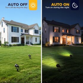 L LOHAS LED Dusk to Dawn Spotlight (2 Pack) – 5W Auto On/Off Landscape Lighting, 3000K Warm White, IP66 Waterproof, 9.8ft Plug-in Outdoor Path Light with UL Certification