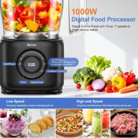 Professional 1000W Food Processor, 7-in-1 Electric Vegetable Chopper & Slicer with 14-Cup XL Bowl, Large Feed Chute, Dough Mixer & Cheese Shredder - BPA-Free