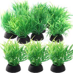 Piutouyar Lifelike Green Aquarium Plants (10 Pack) - Safe, Soft Plastic Fish Tank Decor & Artificial Foreground Grass