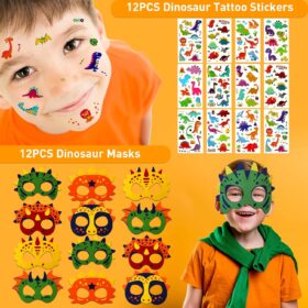 230-Piece Dinosaur Party Favors Set – Ultimate Dino Themed Birthday Supplies Kit with Goodie Bags, Masks, Toys & Games for Kids