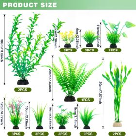 Ameliade 26-Piece Large Aquarium Plant Set - Soft Artificial Fish Tank Decor with Ceramic Bases for Freshwater & Saltwater