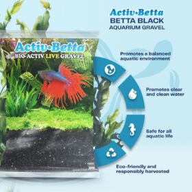 Activ Betta Black Aquarium Gravel – 1 lb Natural Live Freshwater Substrate for Rapid Cycling & Fish Health