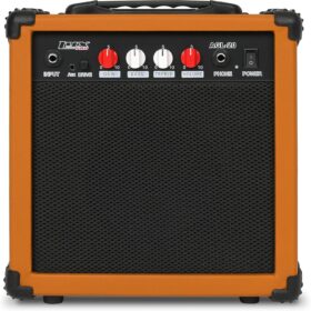 LyxPro 20-Watt Electric Guitar Amplifier with Built-In Speaker, Headphone Jack, and Aux Input - Mahogany