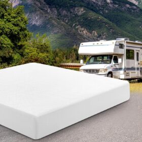 Short King 10 Inch RV Mattress – CertiPUR-US Cooling Green Tea Gel Memory Foam, Fiberglass-Free Medium-Firm Bed for Camper, Truck & Trailer Back Pain Relief (75" x 72")