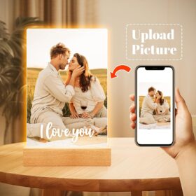 Personalized Light Up Picture Frame - Custom Acrylic Photo Plaque with Night Light Base | Unique Romantic Birthday, Anniversary & Valentine's Day Gift for Couples, Women & Men