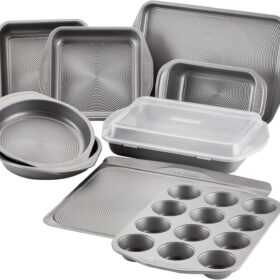 Circulon Total 10-Piece Nonstick Bakeware Set – Includes Cake Pans, Cookie Sheets, Muffin Pan & Loaf Pan – Premium Gray Kitchen Baking Collection