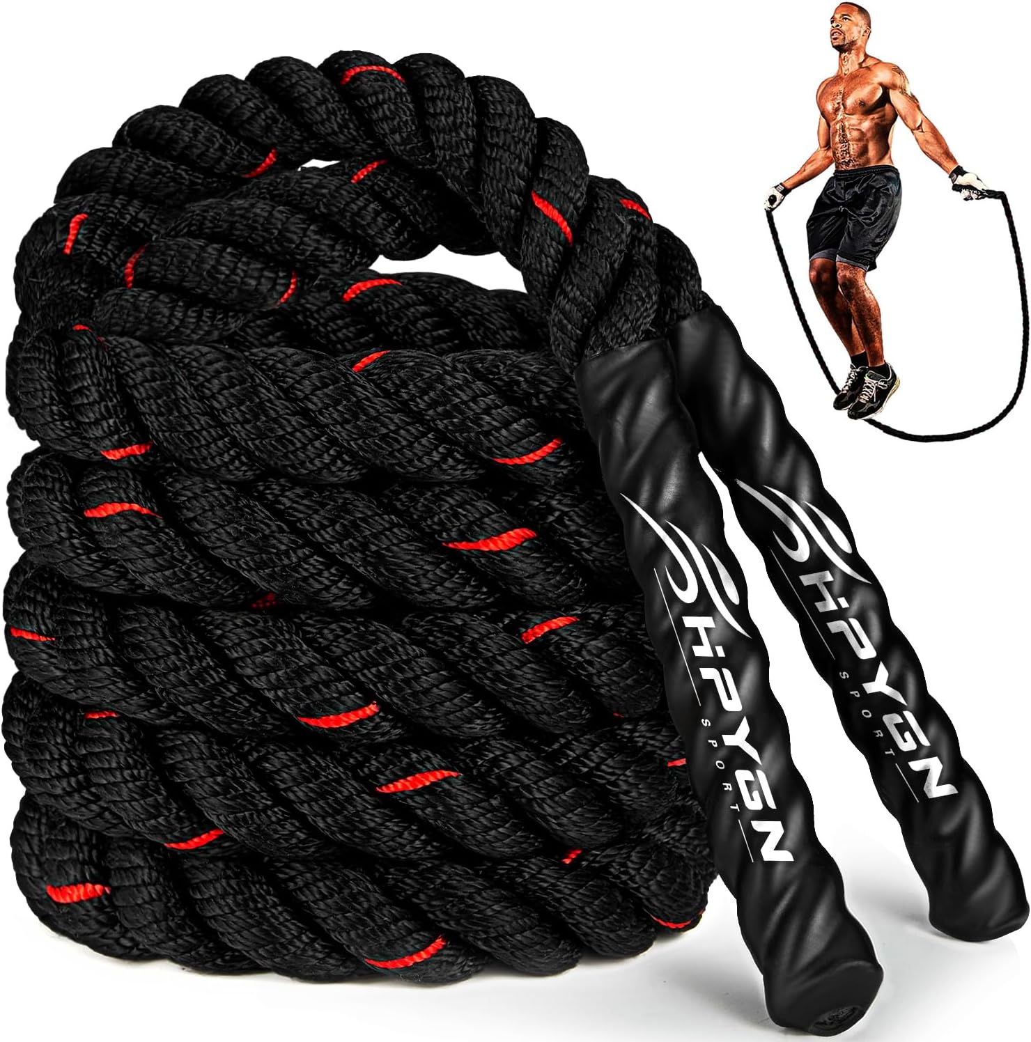 HPYGN Weighted Jump Rope for Fitness – Heavy Duty Skipping Rope with Non-Slip Handles for Men & Women – Strength Training, Cardio, and Muscle Building Exercise Equipment