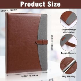 Eersida Leather Padfolio Binder - 2 Pack A4/Letter Size 3-Ring Portfolio Organizer with Clipboard - Professional Business Document Folder for Men & Women (Black & Brown)
