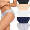 voenxe Women's Seamless No-Show Bikini Panties - 5 Pack Ultra-Soft Invisible Hipster Underwear